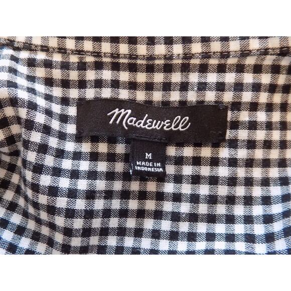 Madewell black white gingham check blouse bell sleeve size Medium - Picture 8 of 9